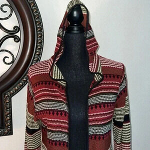 FRESH Women’s Earth Tones Long Sweater Cardigan with Hood Size Medium